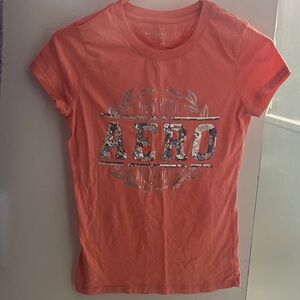 Aeropostale Coral Tee with Silver Logo